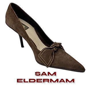 Sam Elderman Vintage Pointed Heels Brown Suede Size 7.5 M Pre-Owned